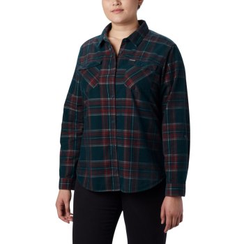 Columbia Overhemd Dames, Times Two Corduroy Long Sleeve Plus Size Blauw, 01AHXGQSD